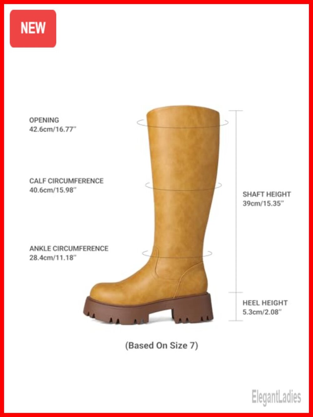 Knee-High Platform Chunky Boots Faux Leather Side Zip Women's - Picture 4 of 6